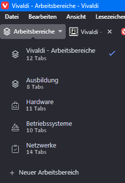 Vivaldi Arbeitsbereich